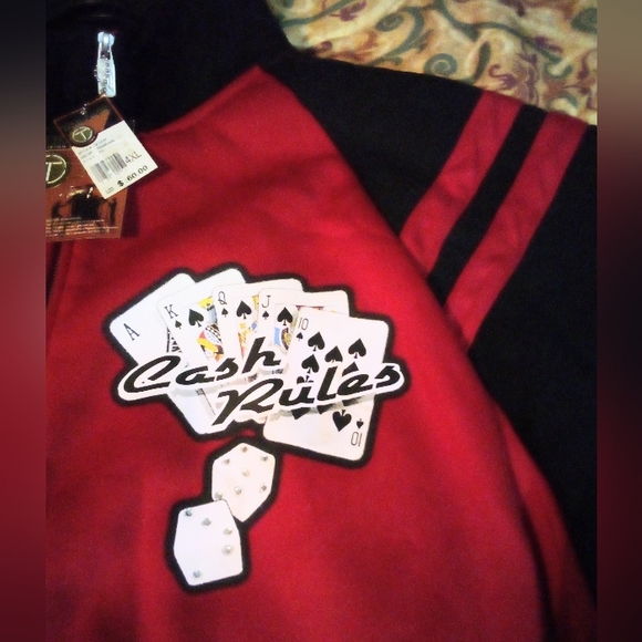 Tank Jeans Full Zip Graphic Fleece Track Jacket Coat Men's 4XL Red NWT - Picture 4 of 13